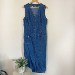 [Faded Glory] Women's Vintage Denim Western Maxi Length Sleeveless Dress
